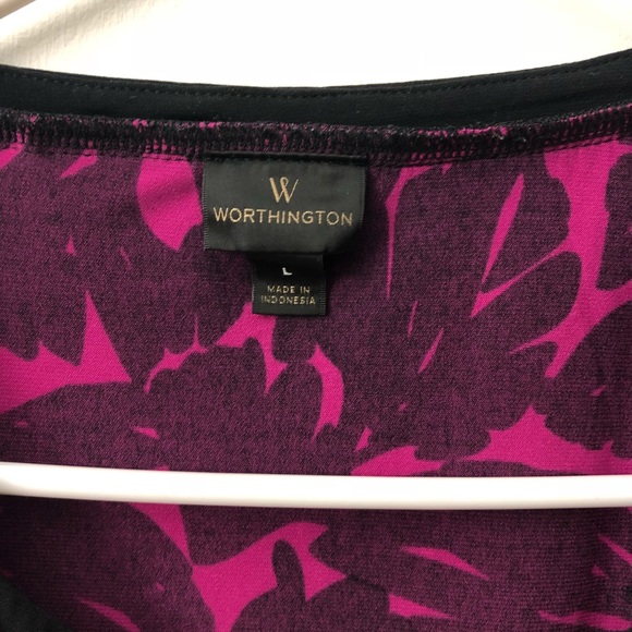 Worthington black and pink split neck top - Picture 4 of 5